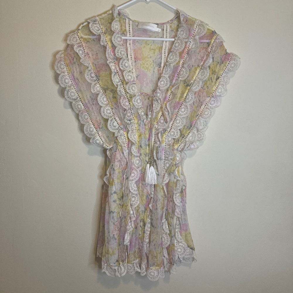 Zimmermann Silk Floral Lace Dress 0